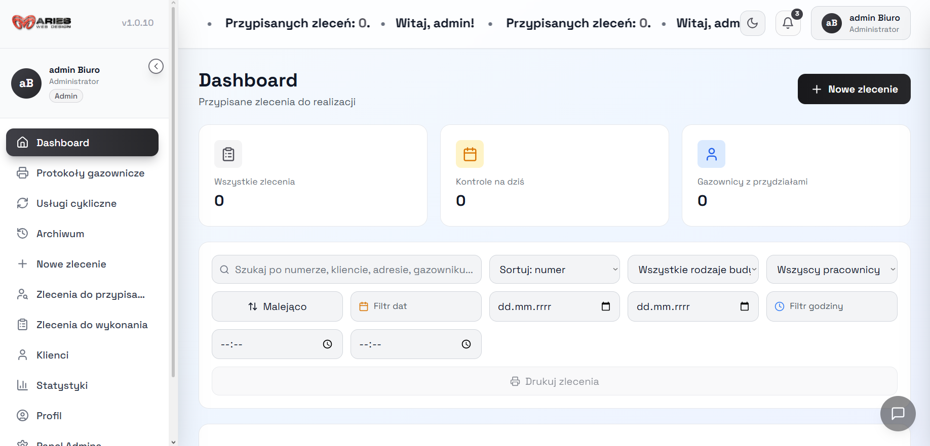 Podgląd realizacji systemu ERP